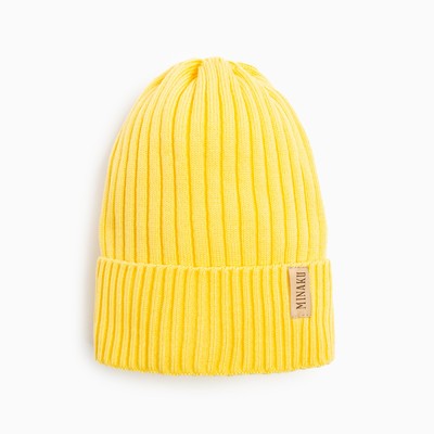 Шапка детская MINAKU с отворотом, размер 56-58, жёлтая