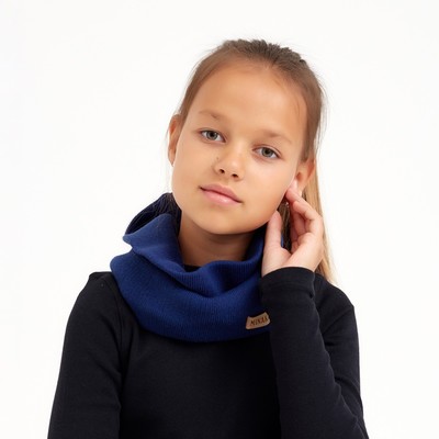 Снуд детский вязаный MINAKU: Сozy Winter, размер 50-58, тёмно-синий