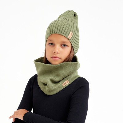 Снуд детский вязаный MINAKU: Сozy Winter, размер 50-58, зелёный