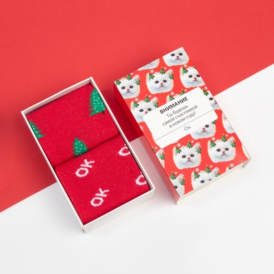 Носки женские новогодние KAFTAN «Внимание» размер 36-40 (23-25 см), набор 2 пары