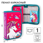 Пенал каркасный, 1 секция, 14×21×4 см, откидной карман, тканевый, «Минни Маус и единорог» - Фото 1