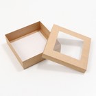 Коробка складная, крышка-дно,с окном, крафт, 23 х 23 х 6,5 см - Фото 3