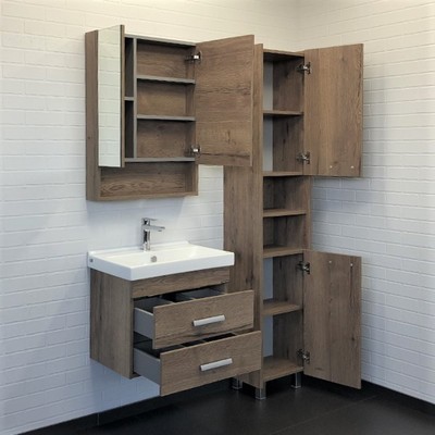 Тумба – умывальник Comforty «Никосия – 60П», с раковиной Fest 60 F01, цвет дуб тёмный