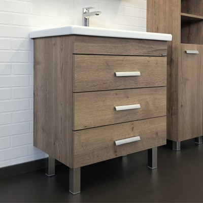 Тумба-умывальник COMFORTY «Никосия-70Н» дуб темный с раковиной COMO 70