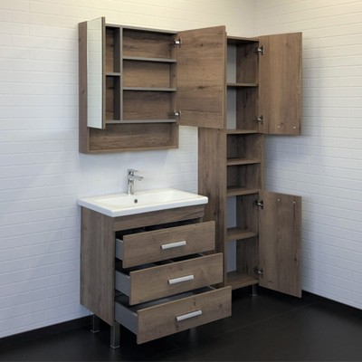 Тумба – умывальник Comforty «Никосия – 70Н», с раковиной COMO 70, цвет дуб тёмный
