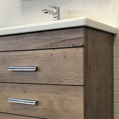 Тумба – умывальник Comforty «Никосия – 70Н», с раковиной COMO 70, цвет дуб тёмный