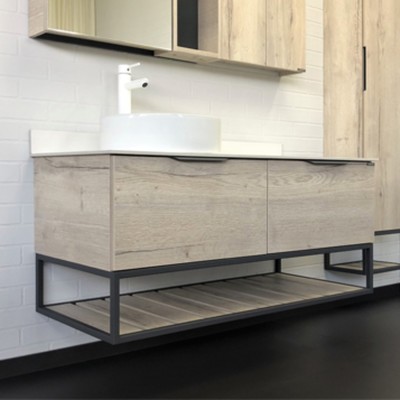 Тумба-умывальник COMFORTY «Порто-120-1» дуб дымчатый с белой столешницей c раковиной 9110