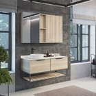 Тумба-умывальник COMFORTY «Порто-120-1» дуб дымчатый с белой столешницей c раковиной 9110 - Фото 2