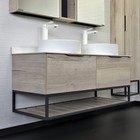 Тумба-умывальник COMFORTY «Порто-120-2» дуб дымчатый с белой столеш c двумя раковинами 9110 917862 - Фото 1