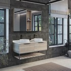 Тумба - умывальник подвесная Comforty «Порто-120-2», белая столешница, раковина 9110, цвет дуб дымчатый - Фото 3