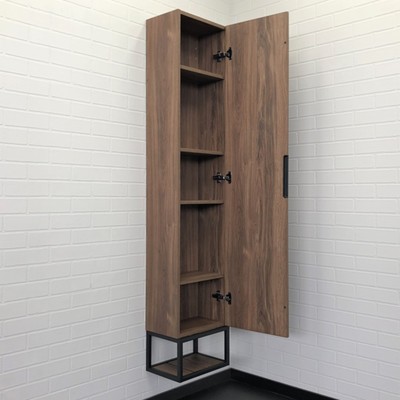 Шкаф – колонна для ванной комнаты Comforty «Порто – 35», 350×240×1700 мм, цвет дуб тёмно – коричневый