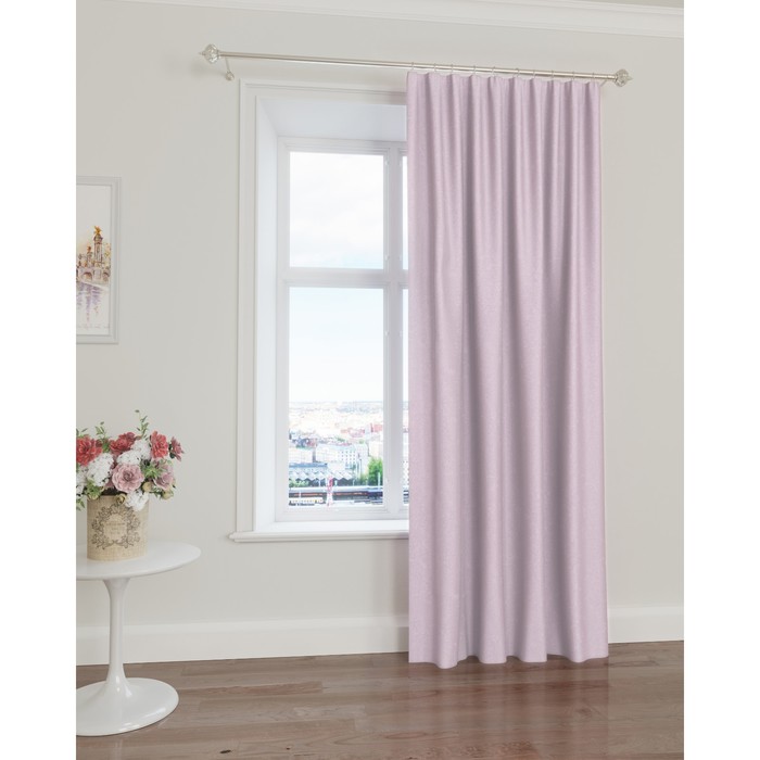 Портьерная штора, размер 200x260 см, блэкаут, цвет светло-розовый