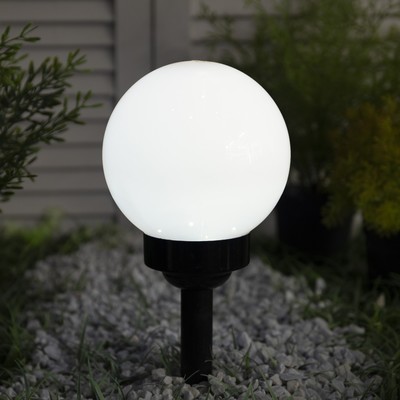 Садовый светильник на солнечной батарее «Средний шар», 15 × 38 × 15 см, 4 LED, свечение тёплое белое, УЦЕНКА
