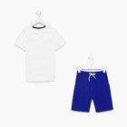 Комплект для мальчика (футболка, шорты), цвет цвет белый/синий, рост 134-140 см - Фото 6