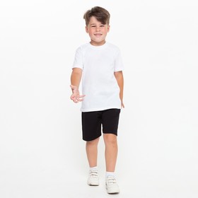 Комплект для мальчика (футболка, шорты), цвет белый/чёрный принт МИКС, рост 146-152 см