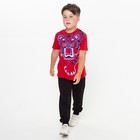 Комплект для мальчика (футболка, брюки), цвет красный/чёрный МИКС, рост 104-110 см - фото 9867463