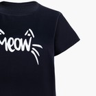 Комплект домашний женский "MEOW" (футболка/шорты), цвет чёрный/серый, размер 44 - Фото 11