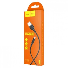 Кабель Hoco X25, microUSB - USB, 2 А, 1 м, PVC оплетка, чёрный