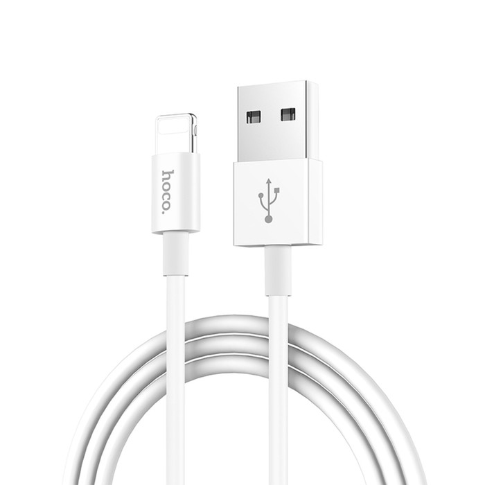 Кабель Hoco X23, Lightning - USB, 2 А, 1 м, TPE оплетка, белый - фото 51490018