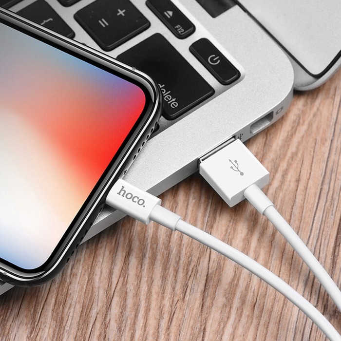 Кабель Hoco X23, Lightning - USB, 2 А, 1 м, TPE оплетка, белый - фото 51490020