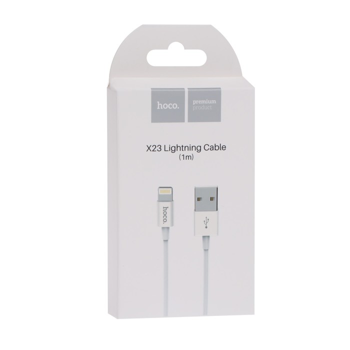 Кабель Hoco X23, Lightning - USB, 2 А, 1 м, TPE оплетка, белый - фото 51490022