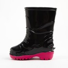 Сапоги резиновые детские, цвет черный+розовый, размер 27 - фото 46307530