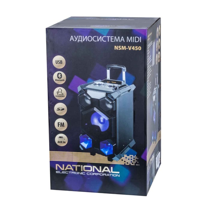 Акустическая система National NSM-V450, 120Вт, MP3/WMA/FLAC/WAV/APE/AAC, цвет чёрный - фото 51536792