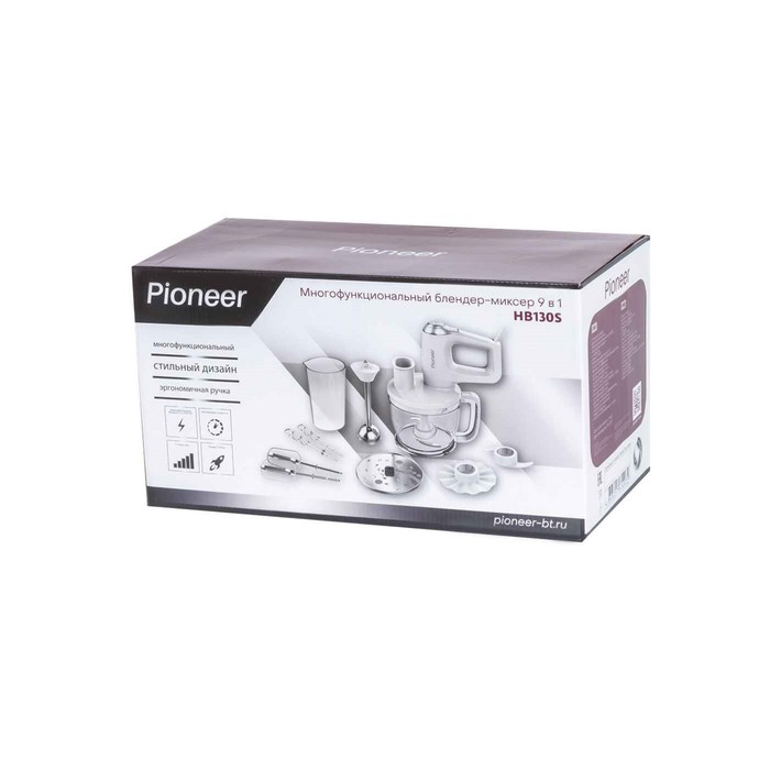 Блендер Pioneer HB130S, погружной, 500 Вт, 2/1 л, 5 скоростей, белый - фото 51335624