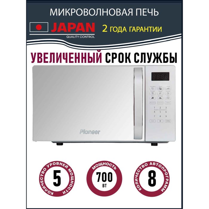 Микроволновая печь Pioneer MW255S 700 Вт 8 программ сенсор 20 л цвет серебро 899000₽
