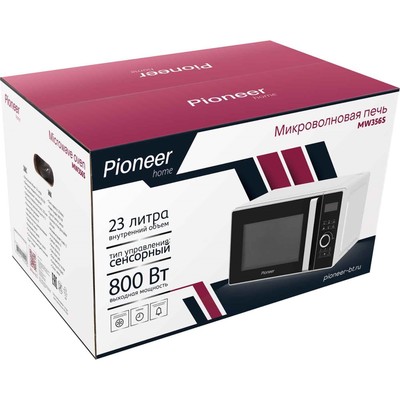 Микроволновая печь Pioneer MW356S, 800 Вт, 6 программ, сенсор, 23 л, чёрно-белая