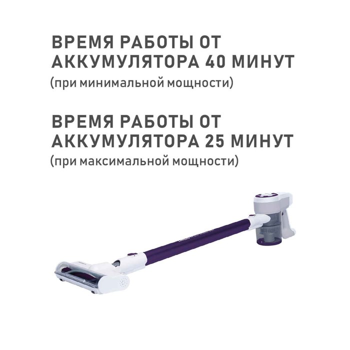 Пылесос National NH-VS1410 вертикальный, 120Вт, 500 мл, цвет белый-фиолетовый - фото 51430989