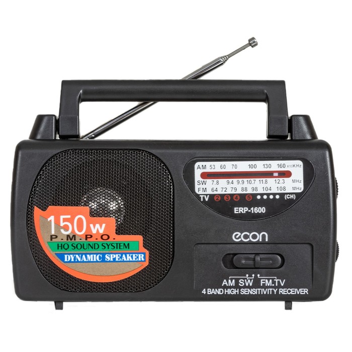 Радиоприемник Econ ERP-1600, 2Вт, 220В, FM 64-108 мГц, цвет чёрный - Фото 1