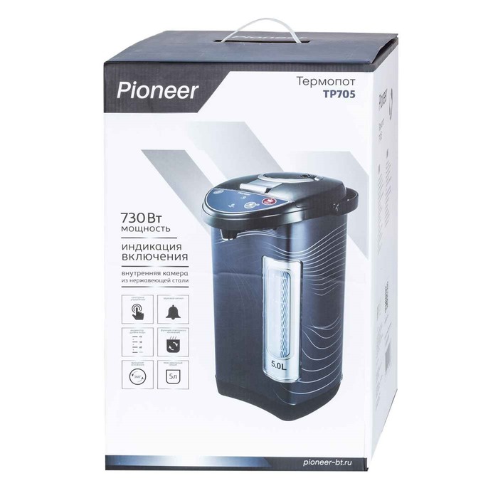 Термопот Pioneer TP705, 730 Вт, 3 способа подачи воды, 5 л, чёрный - фото 51358582