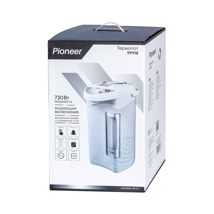 Термопот Pioneer TP710, 730 Вт, 3 способа подачи воды, 5 л, белый - фото 51335907