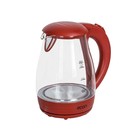 Чайник электрический Econ ECO-1739KE, 2200 Вт, стекло, 1,7 л, цвет бордовый - Фото 1
