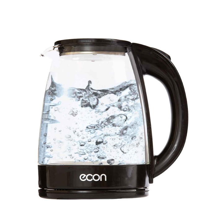 Чайник электрический Econ ECO-1845KE, 1500 Вт, стекло, 1,8 л, цвет чёрный - Фото 1