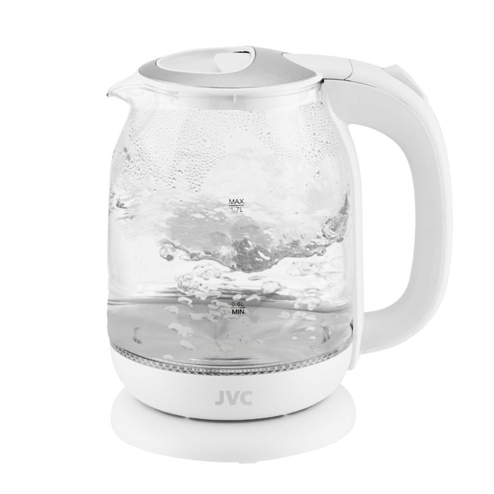 Чайник электрический JVC JK-KE1510, стекло, 2200 Вт, 1,7 л, цвет белый - Фото 1