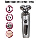 Электробритва Pioneer BS007, 3 Вт, 3 головки, USB, АКБ, серебристая - Фото 1