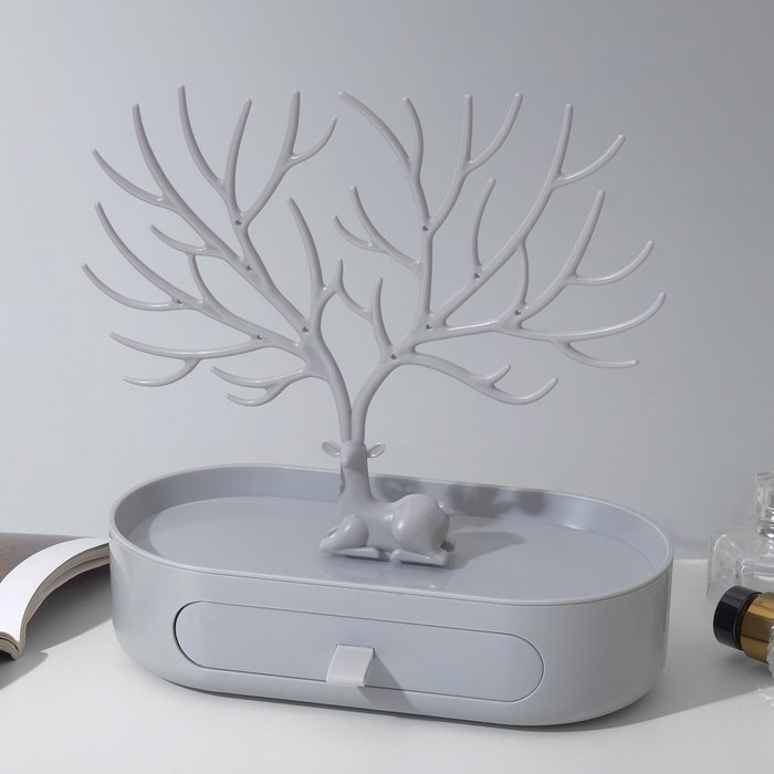 Подставка универсальная «Олень», овальная подставка, 26×25 см, серая - Фото 1