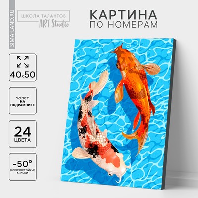 Картина по номерам на холсте с подрамником «Карпы в воде», 40 х 50 см