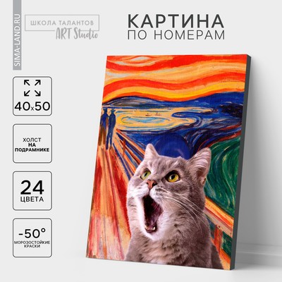 Картина по номерам на холсте с подрамником «Кот в поле» 40 × 50 см