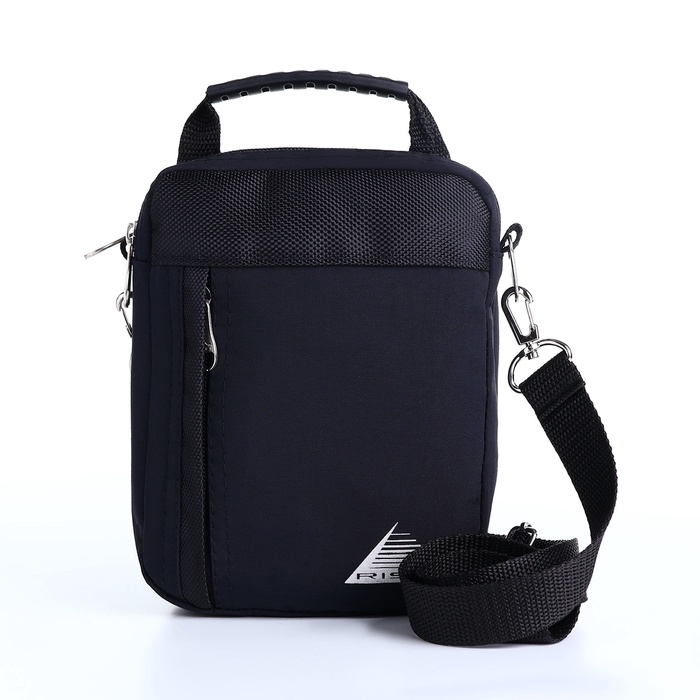 Сумка мужская на молниях RISE, длинный ремень, цвет чёрный - Фото 1