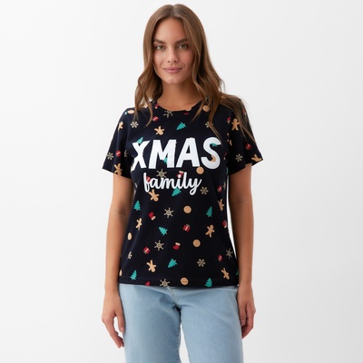 Футболка женская KAFTAN "Xmas family" размер 44-46, черный