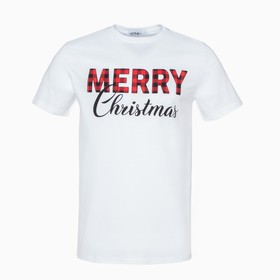 Футболка мужская KAFTAN "Merry Christmas" р.48, белый