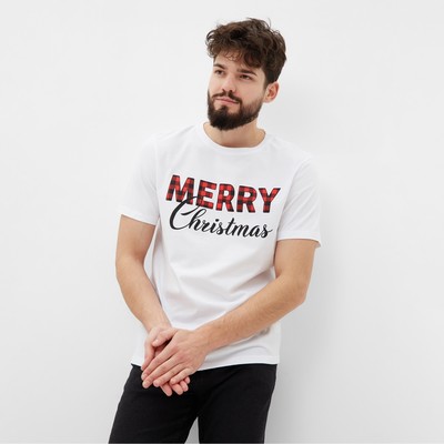 Футболка мужская KAFTAN «Merry Christmas» размер 52, белый
