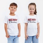 Футболка детская KAFTAN "Merry Christmas" , размер 28 (86-92), цвет белый - фото 320020522