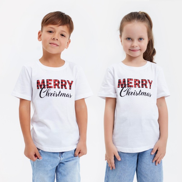 

Футболка детская KAFTAN "Merry Christmas" , размер 36 (134-140), цвет белый