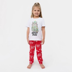 Пижама детская KAFTAN "MEOWY XMAS" , размер 32 (110-116)