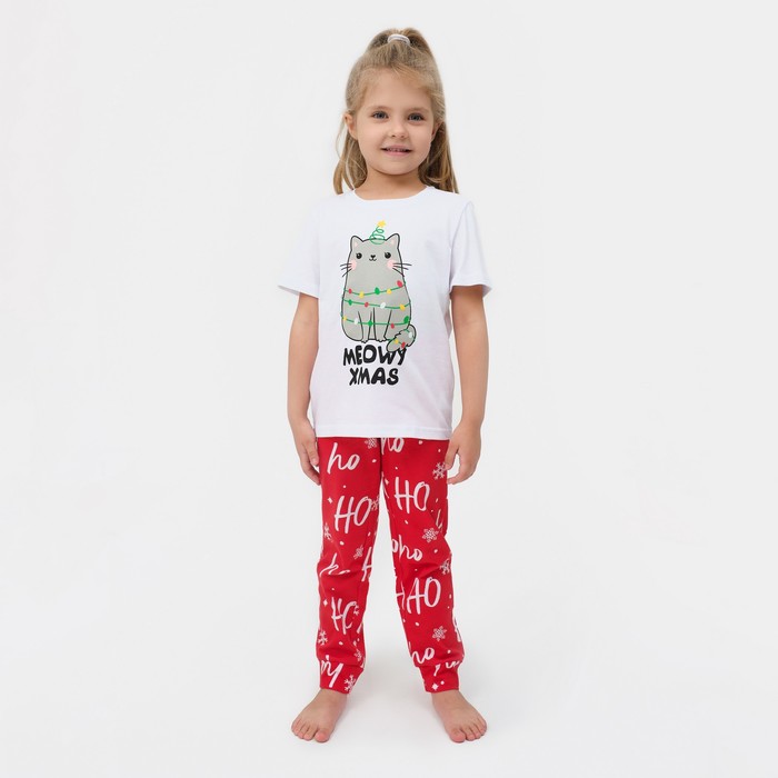 Пижама новогодняя детская KAFTAN "MEOWY XMAS" размер 34 (122-128 см) - Фото 1
