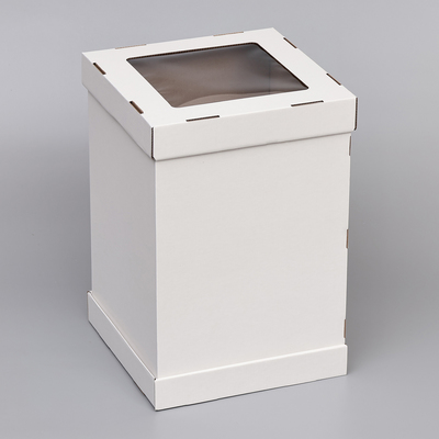 Коробка под торт, с ПВХ окном, белая, 30×30×45 см